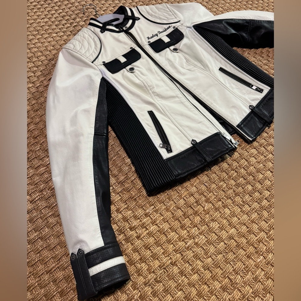 Harley-Davidson Black and White Leather Jacket
